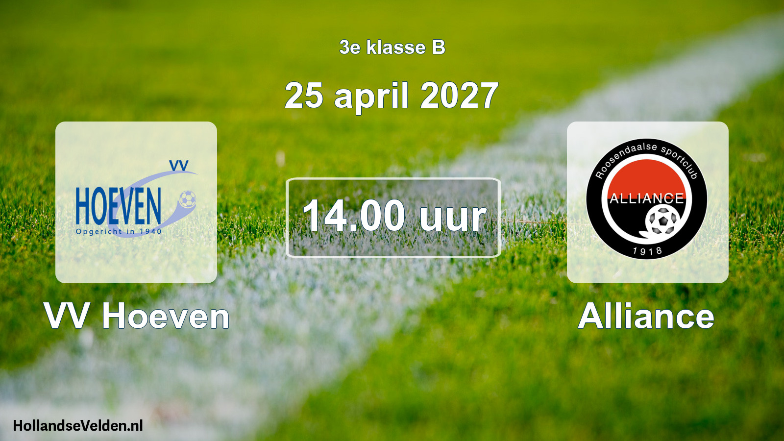 Geplande wedstrijd: VV Hoeven - Alliance (25 april 2027)