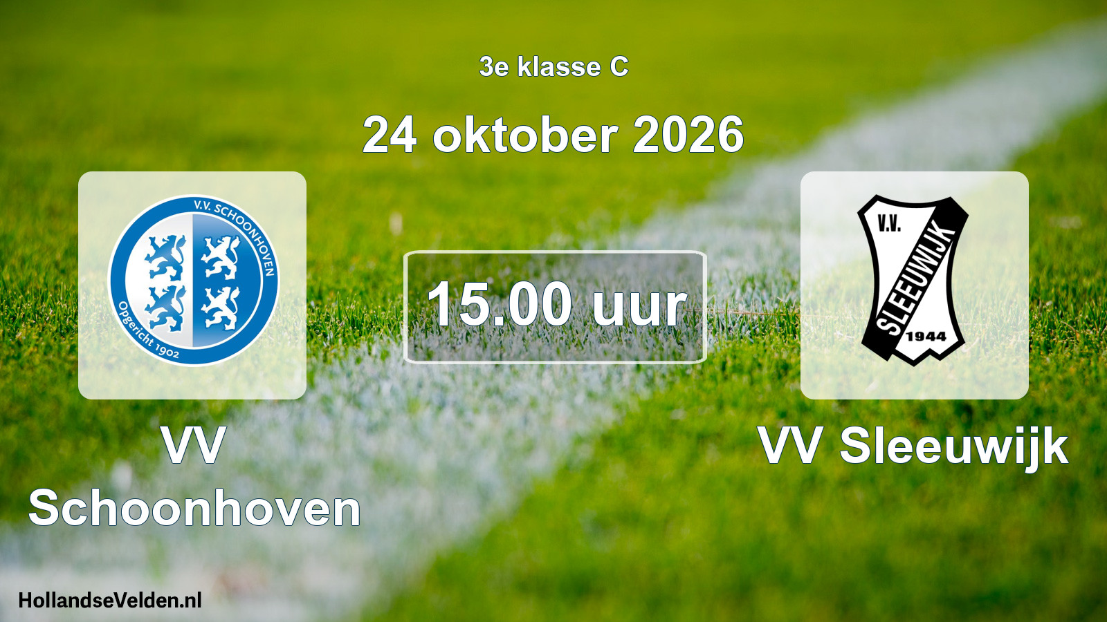 Geplande wedstrijd: VV Schoonhoven - VV Sleeuwijk (24 oktober 2026)