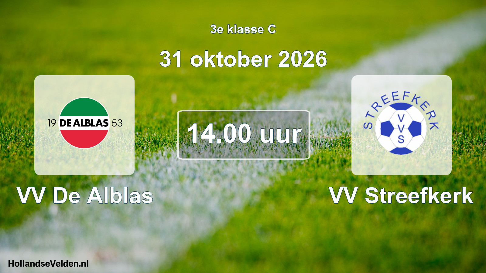 Geplande wedstrijd: VV De Alblas - VV Streefkerk (31 oktober 2026)