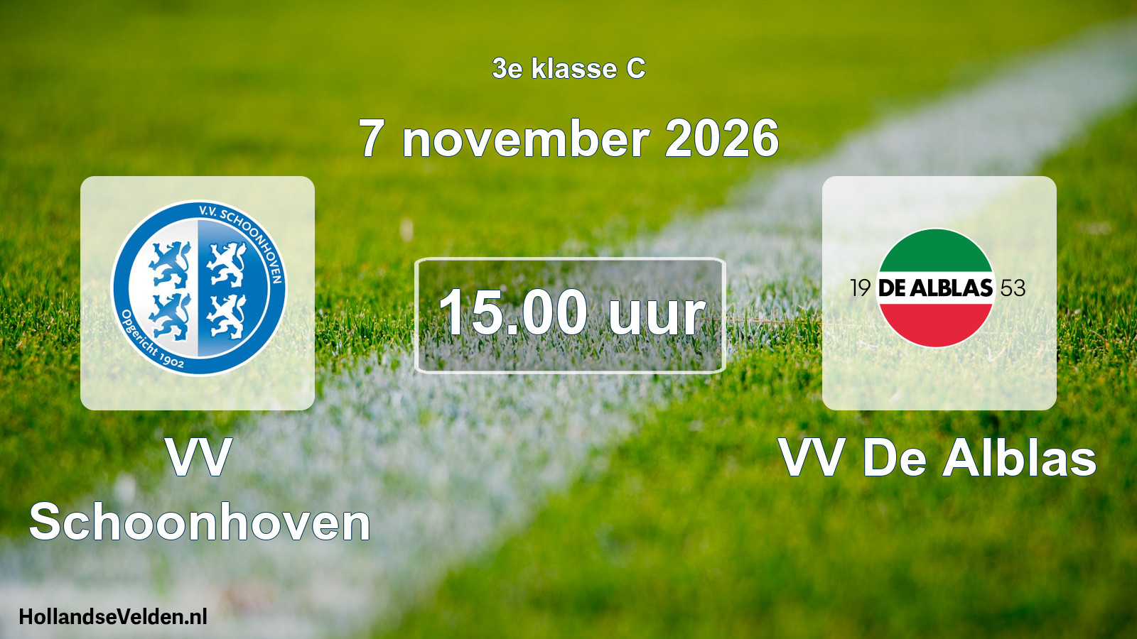 Geplande wedstrijd: VV Schoonhoven - VV De Alblas (7 november 2026)