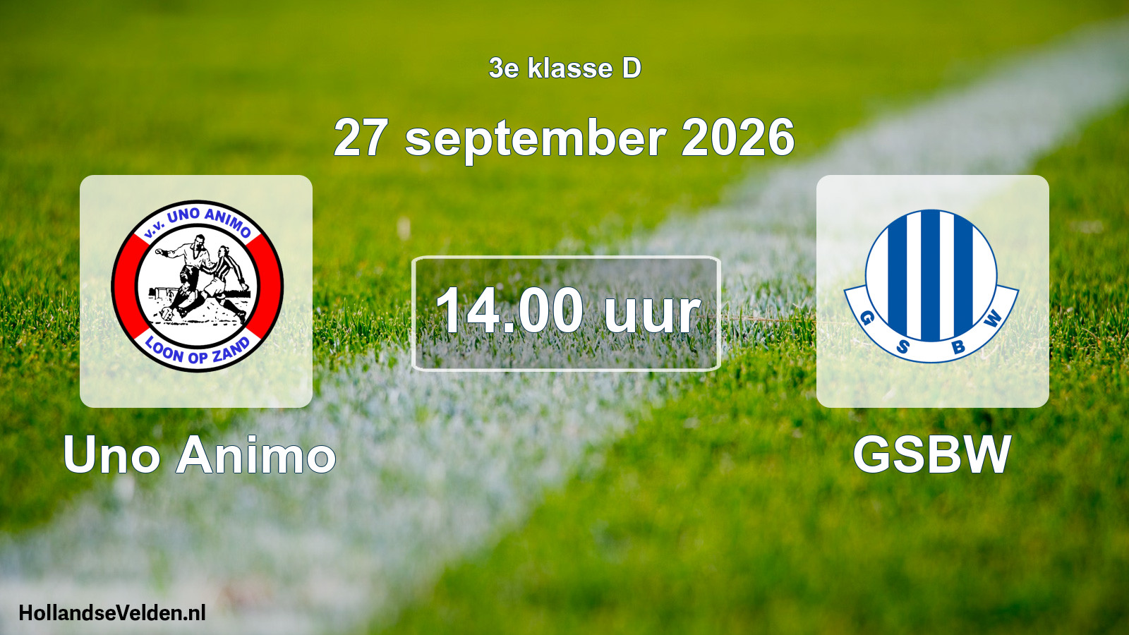 Geplande wedstrijd: Uno Animo - GSBW (27 september 2026)