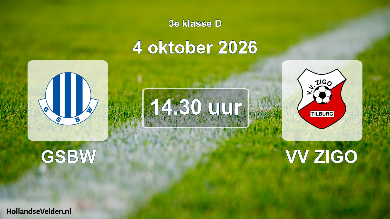 Geplande wedstrijd: GSBW - VV ZIGO (4 oktober 2026)