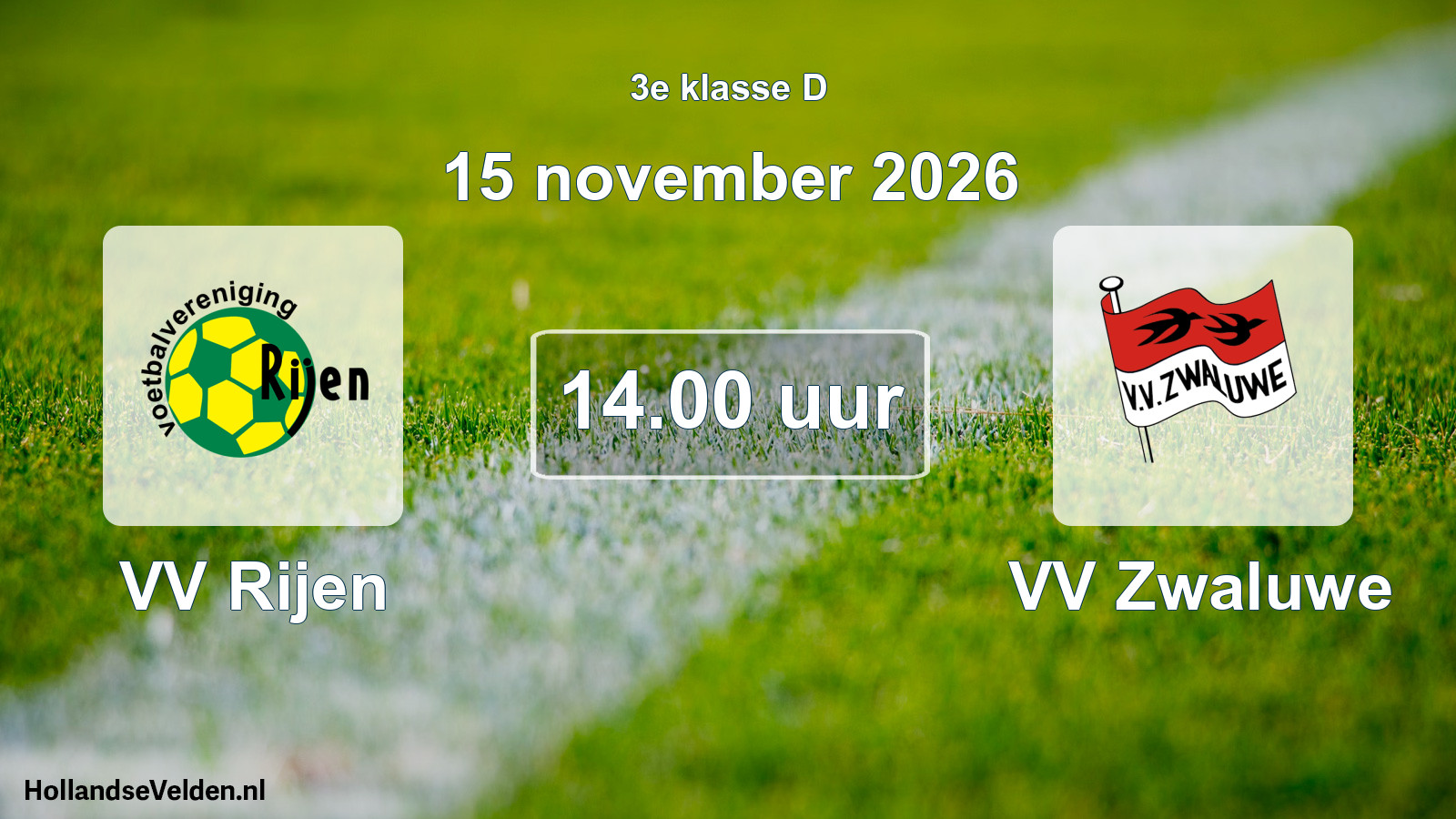 Geplande wedstrijd: VV Rijen - VV Zwaluwe (15 november 2026)