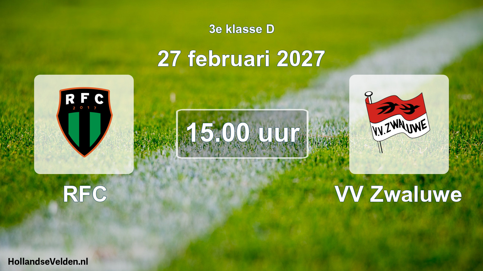Geplande wedstrijd: RFC - VV Zwaluwe (27 februari 2027)