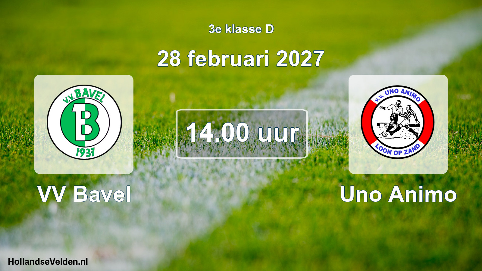Geplande wedstrijd: VV Bavel - Uno Animo (28 februari 2027)