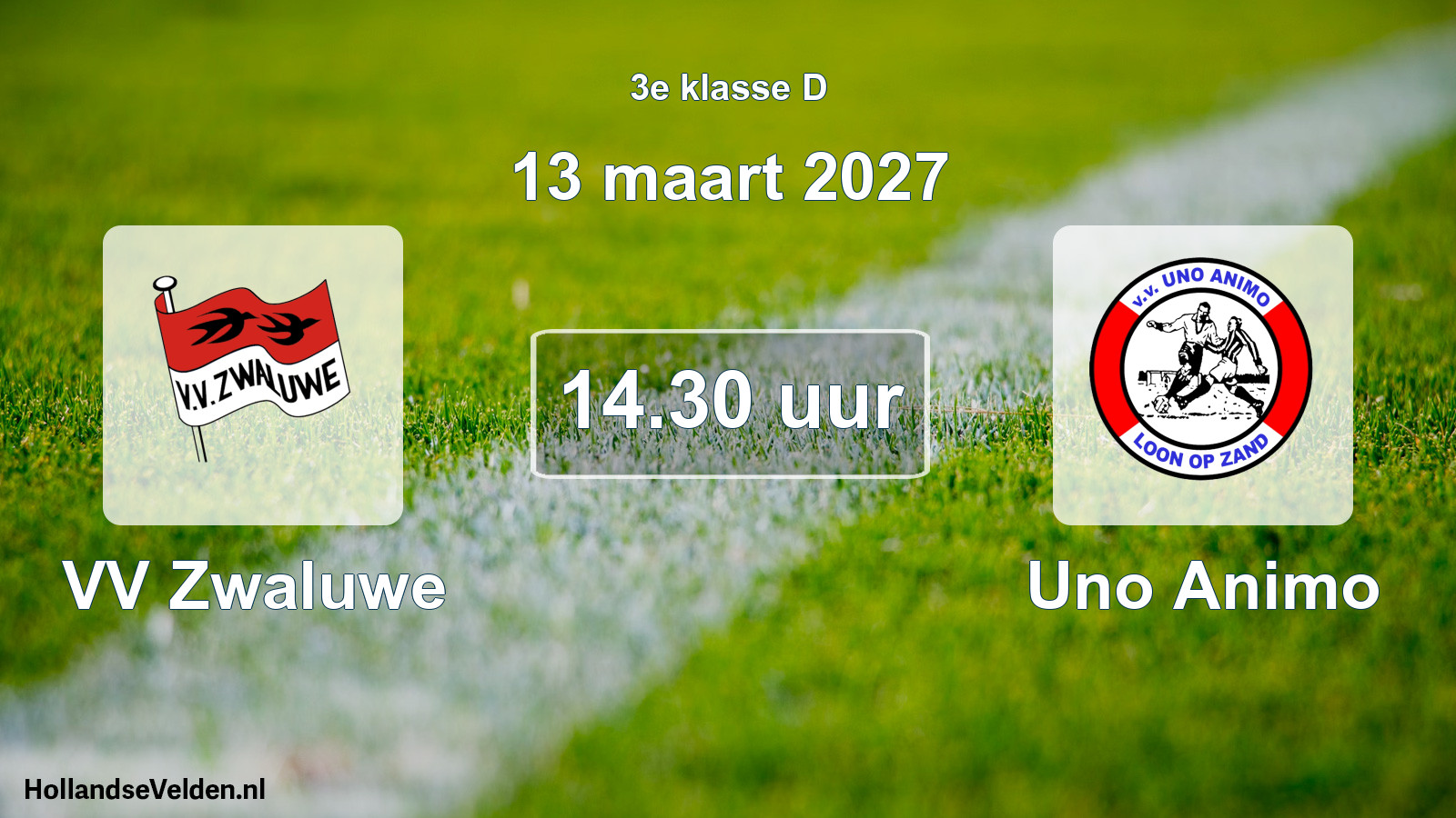 Geplande wedstrijd: VV Zwaluwe - Uno Animo (13 maart 2027)