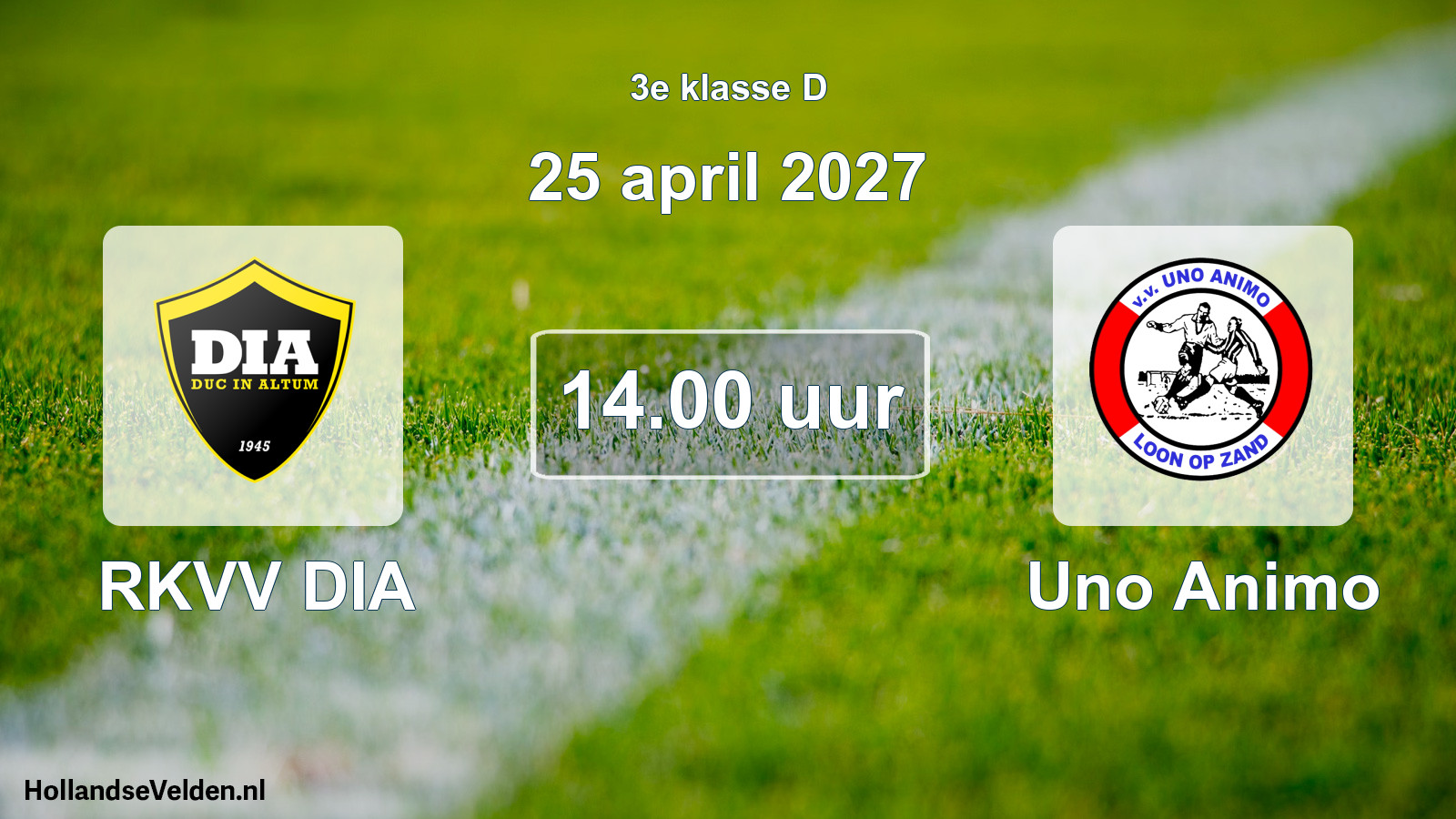 Geplande wedstrijd: RKVV DIA - Uno Animo (25 april 2027)