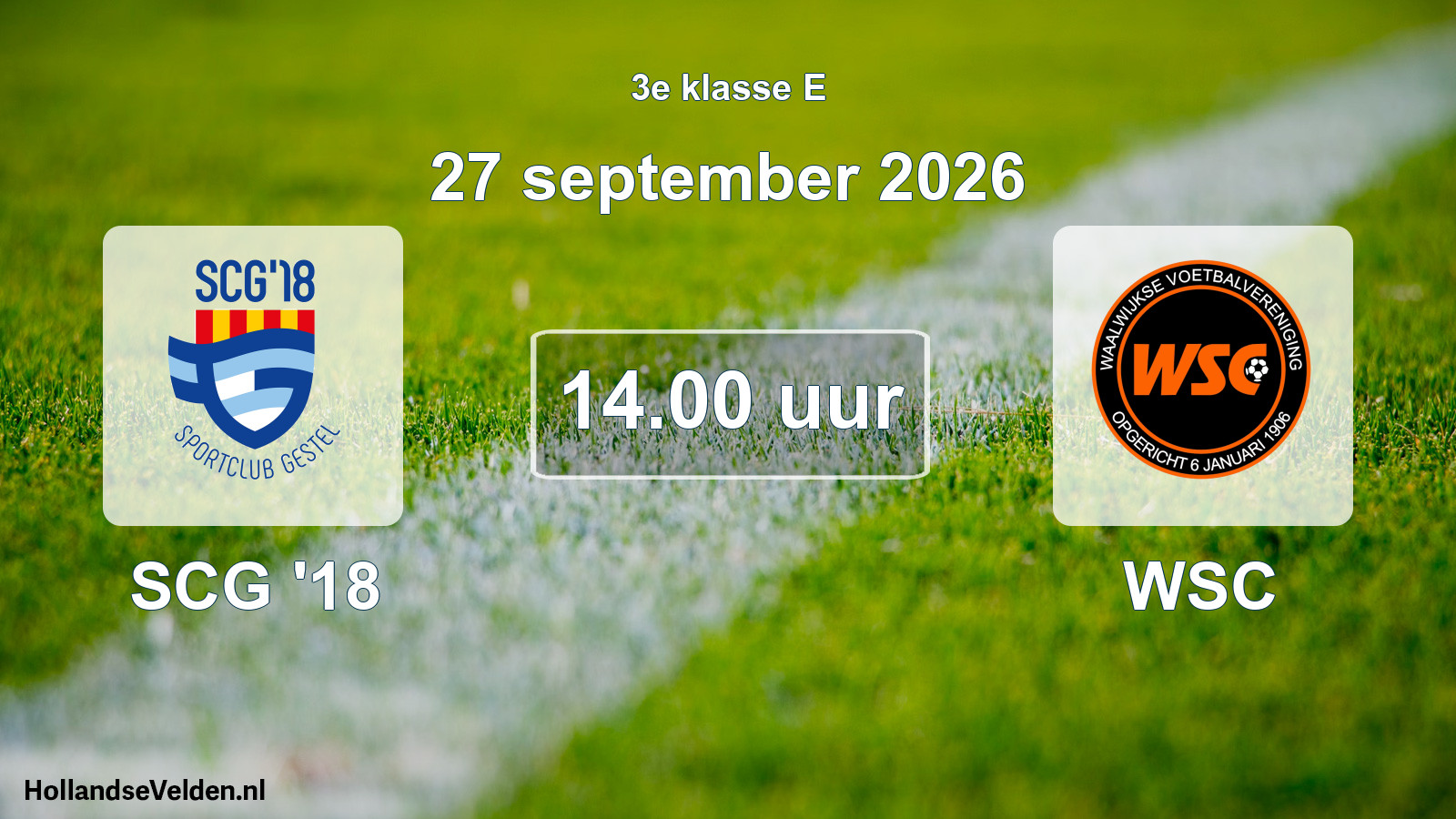Geplande wedstrijd: SCG '18 - WSC (27 september 2026)