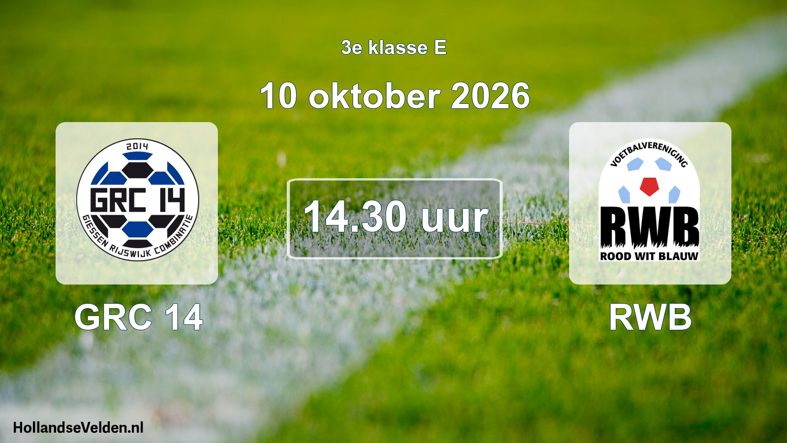 Geplande wedstrijd: GRC 14 - RWB (10 oktober 2026)