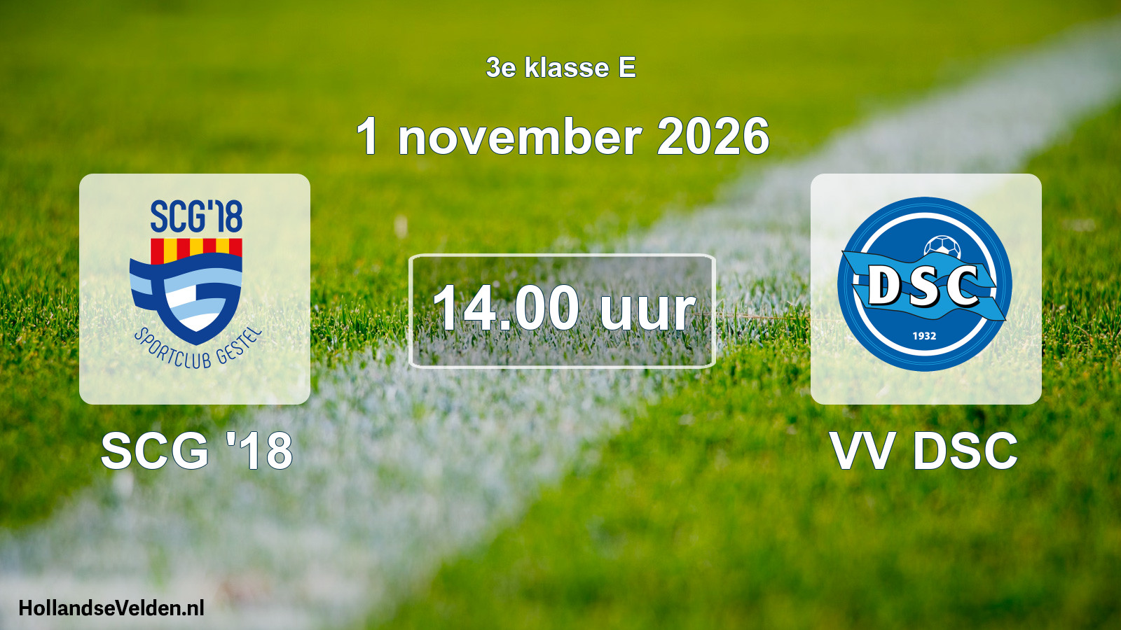 Geplande wedstrijd: SCG '18 - VV DSC (1 november 2026)