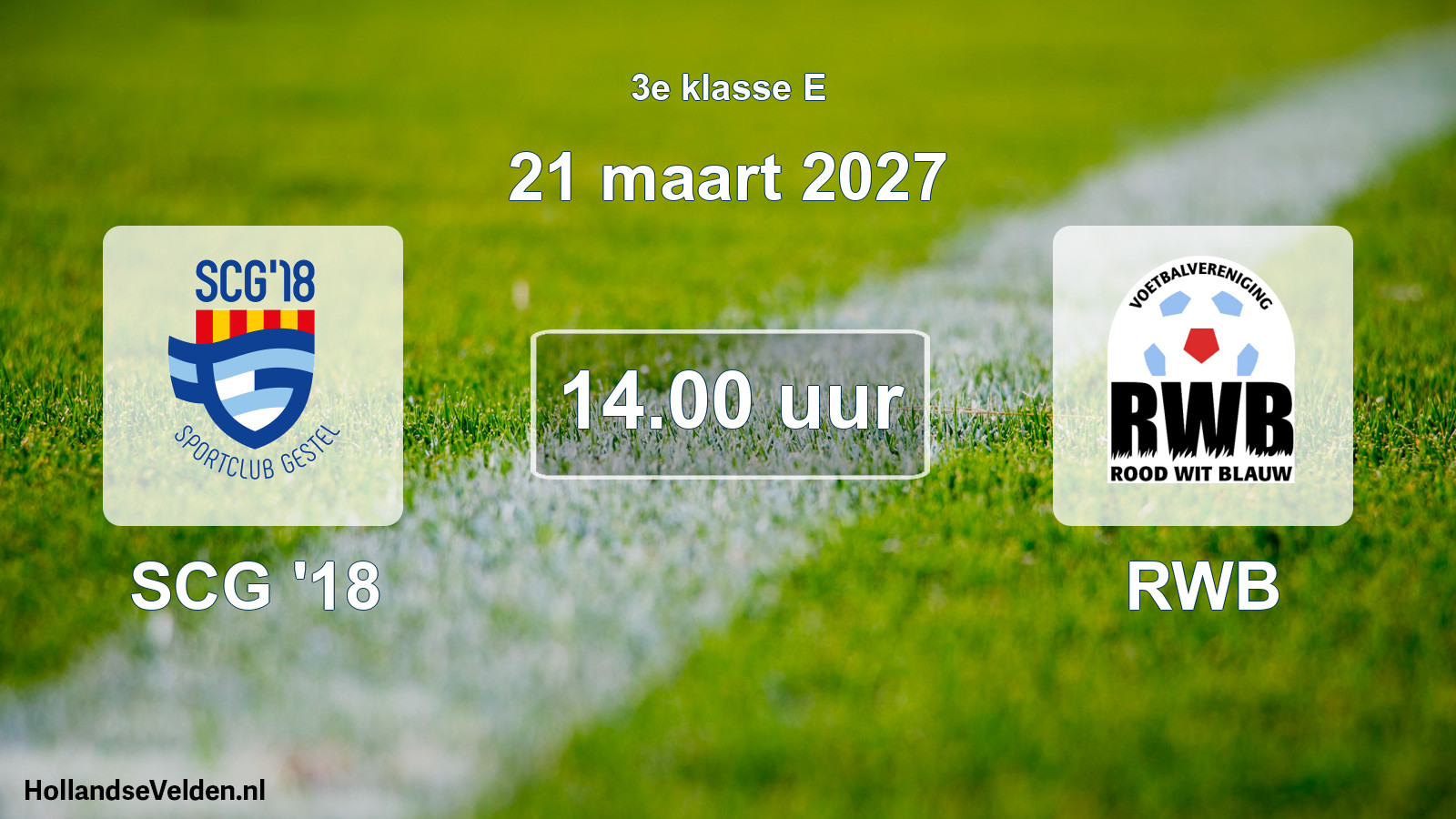 Geplande wedstrijd: SCG '18 - RWB (21 maart 2027)