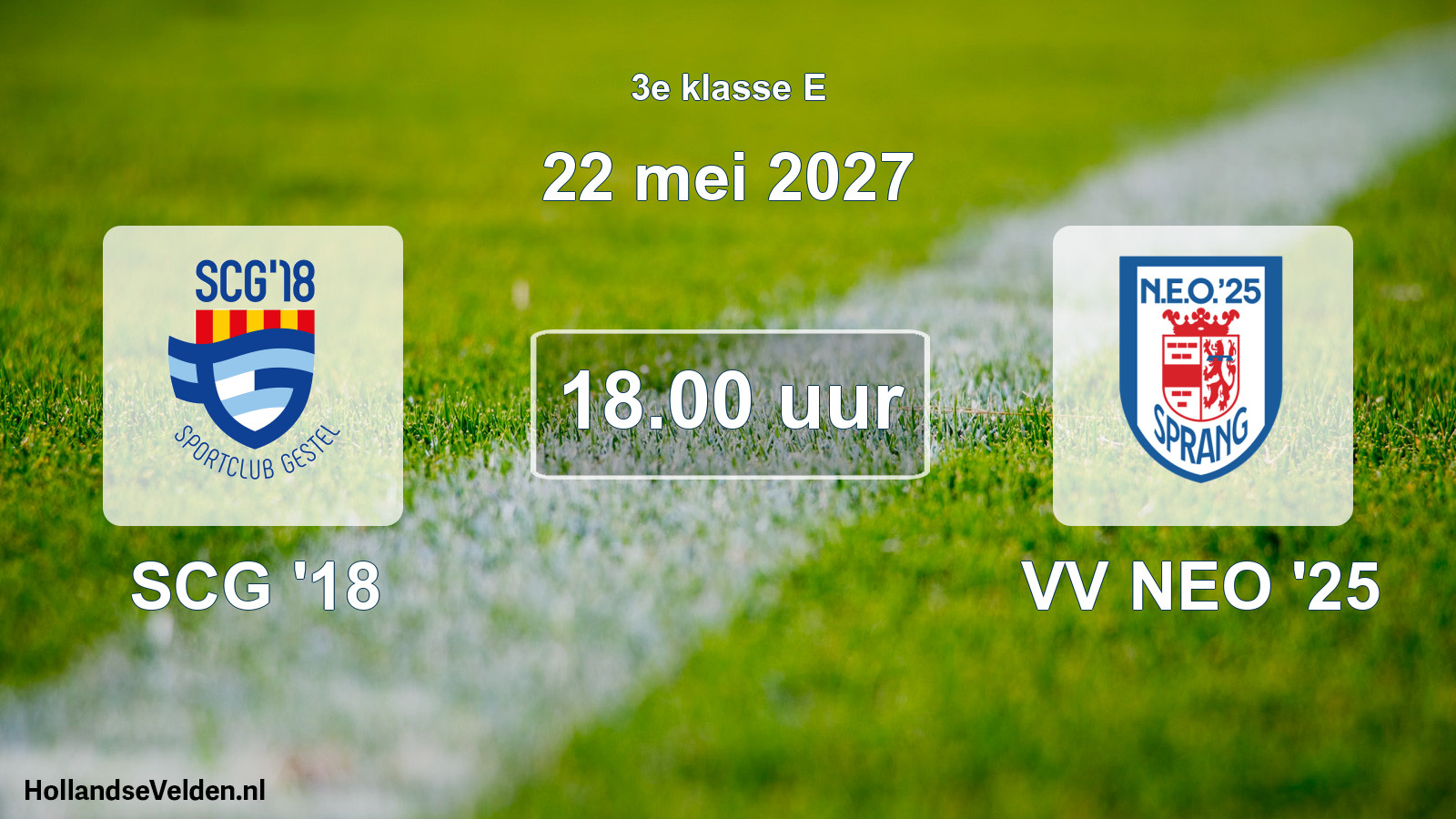 Geplande wedstrijd: SCG '18 - VV NEO '25 (22 mei 2027)