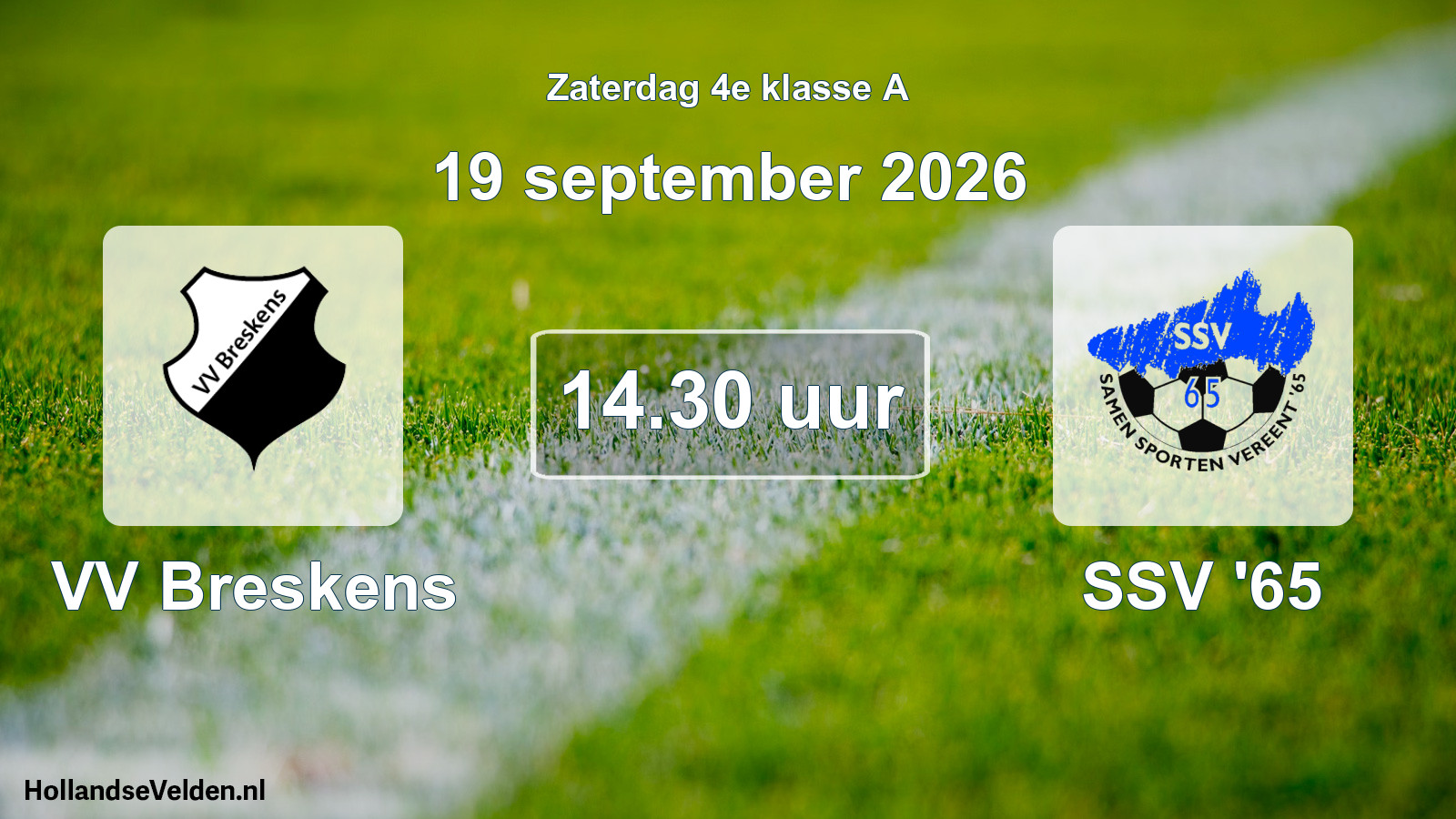 Geplande wedstrijd: VV Breskens - SSV '65 (19 september 2026)