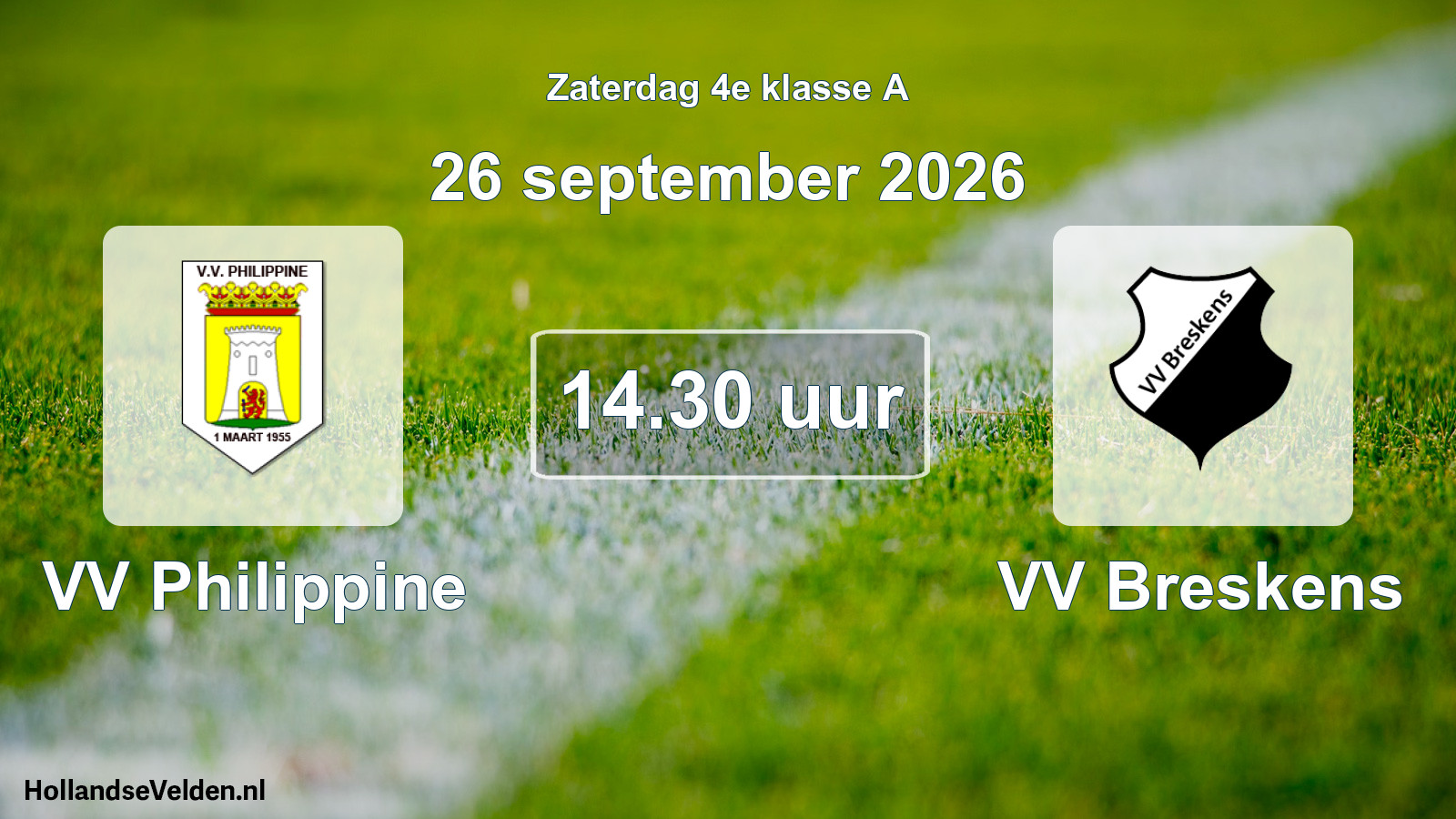 Geplande wedstrijd: VV Philippine - VV Breskens (26 september 2026)
