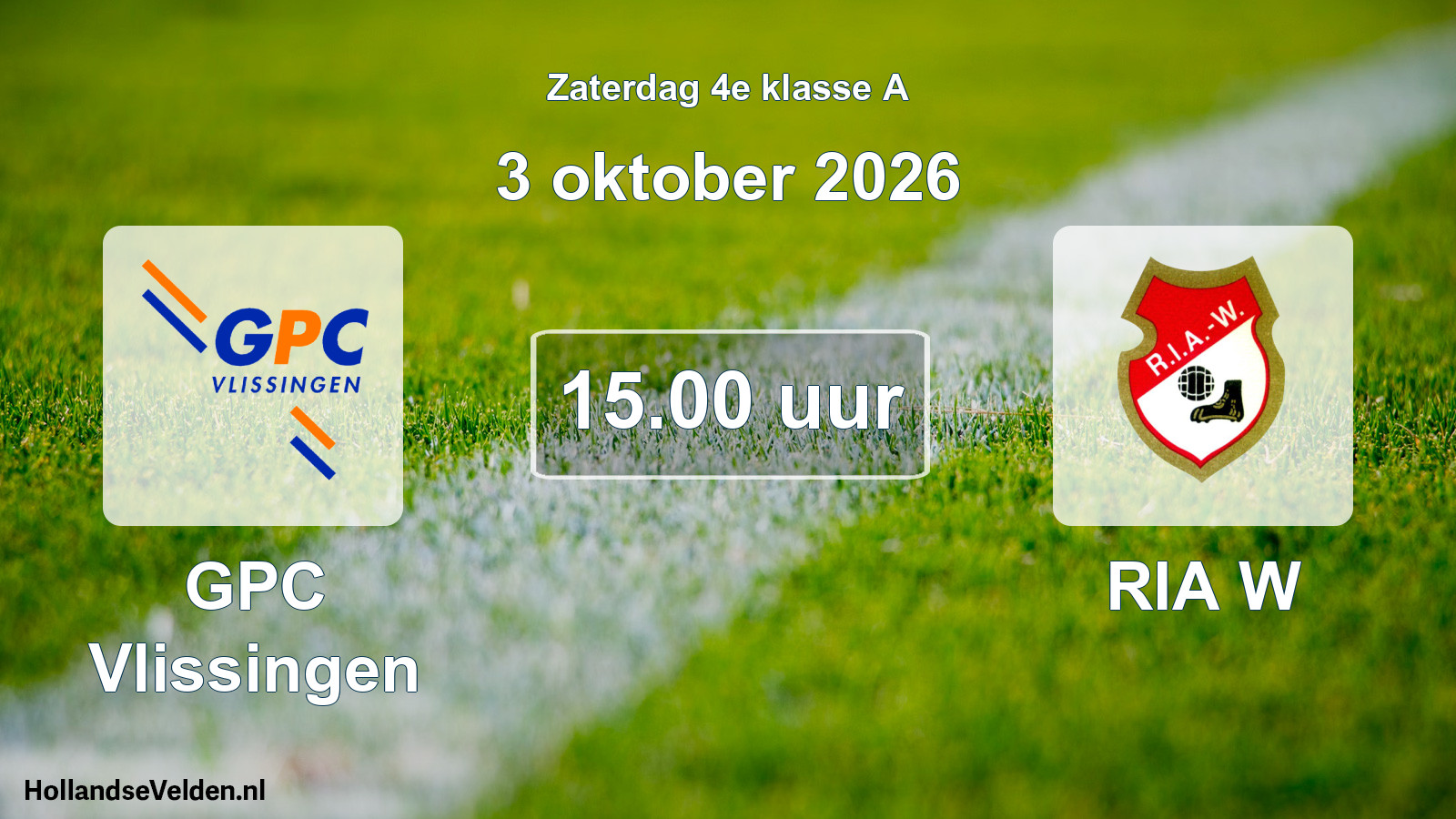 Geplande wedstrijd: GPC Vlissingen - RIA W (3 oktober 2026)