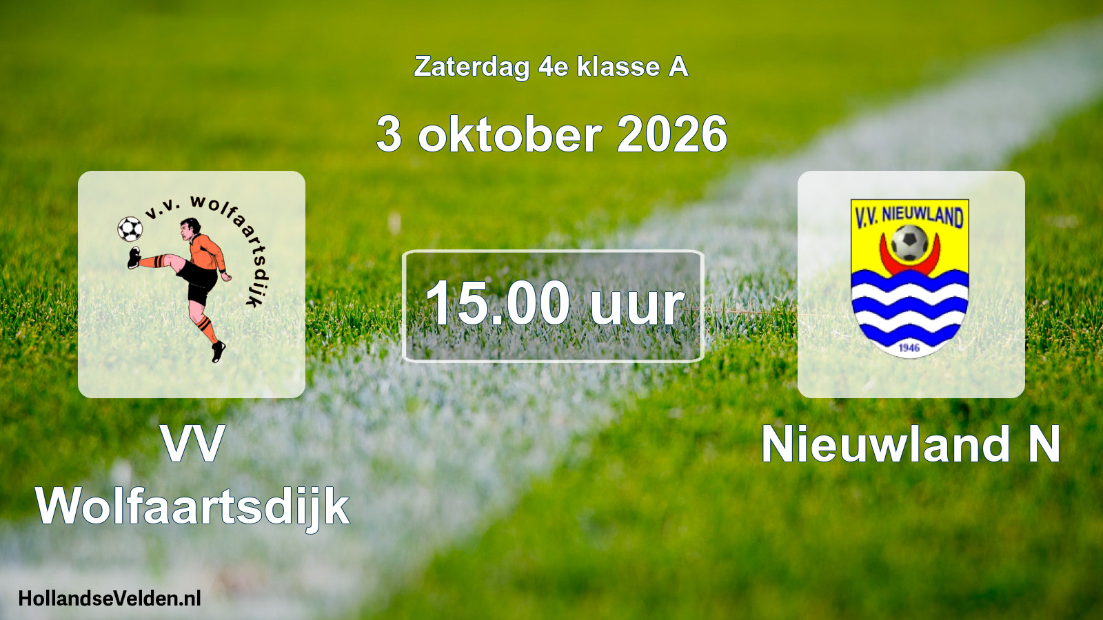 Geplande wedstrijd: VV Wolfaartsdijk - Nieuwland N (3 oktober 2026)