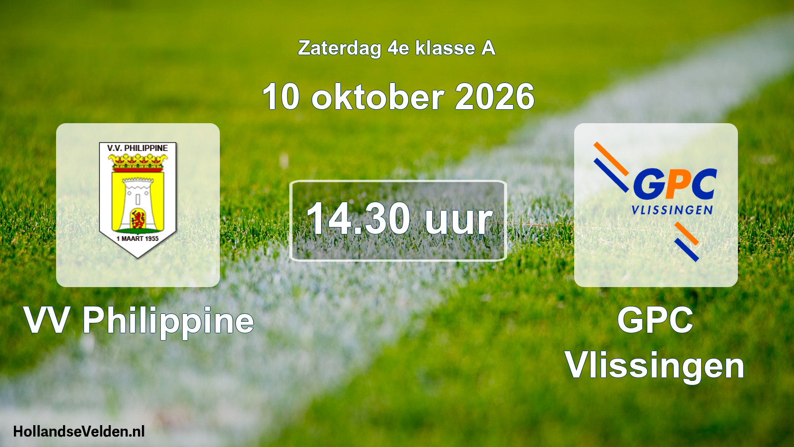 Geplande wedstrijd: VV Philippine - GPC Vlissingen (10 oktober 2026)