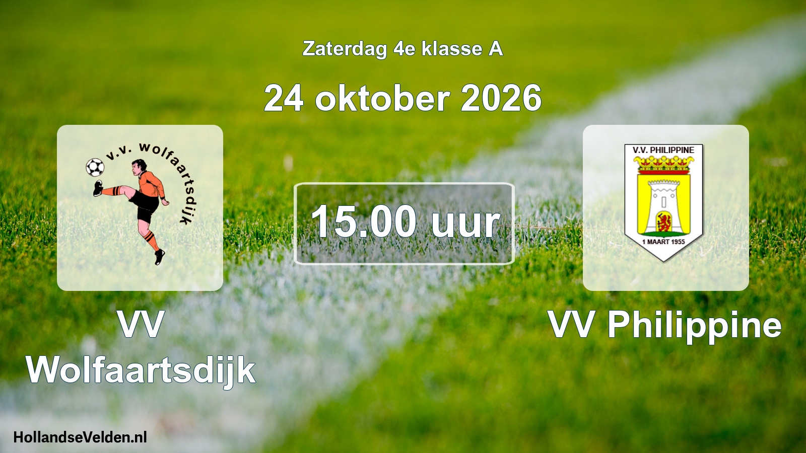 Geplande wedstrijd: VV Wolfaartsdijk - VV Philippine (24 oktober 2026)