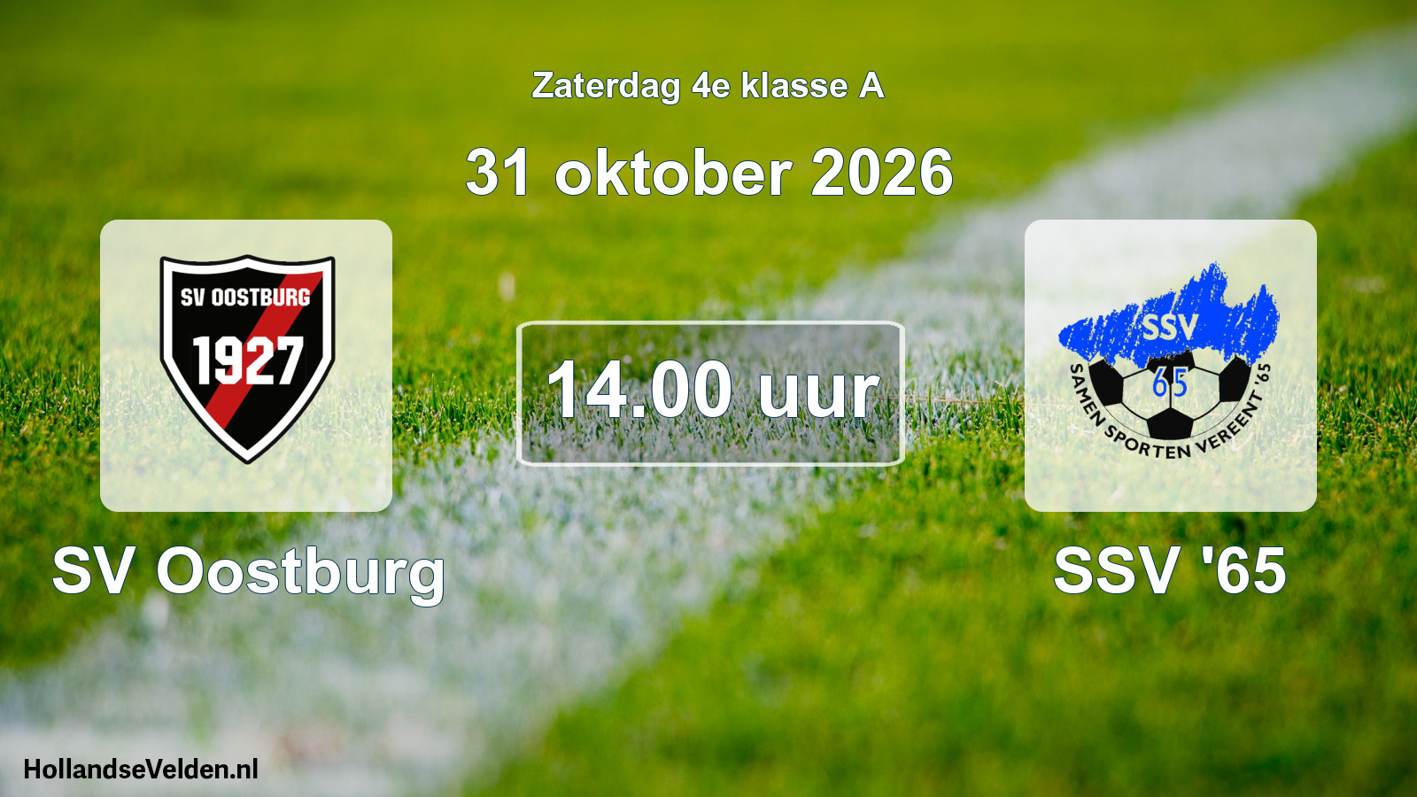 Geplande wedstrijd: SV Oostburg - SSV '65 (31 oktober 2026)