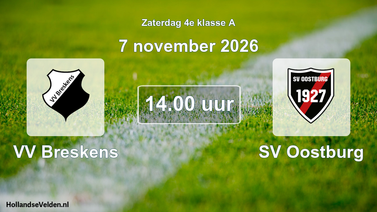 Geplande wedstrijd: VV Breskens - SV Oostburg (7 november 2026)