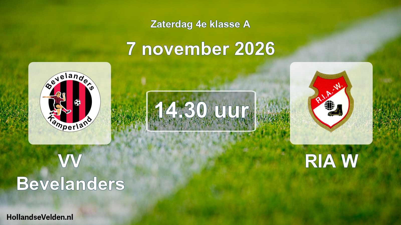 Geplande wedstrijd: VV Bevelanders - RIA W (7 november 2026)