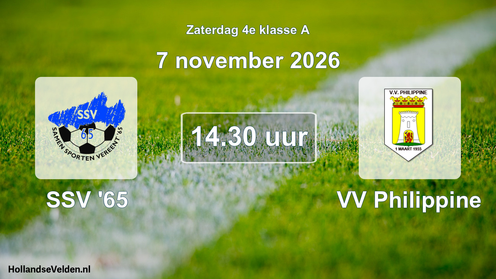Geplande wedstrijd: SSV '65 - VV Philippine (7 november 2026)
