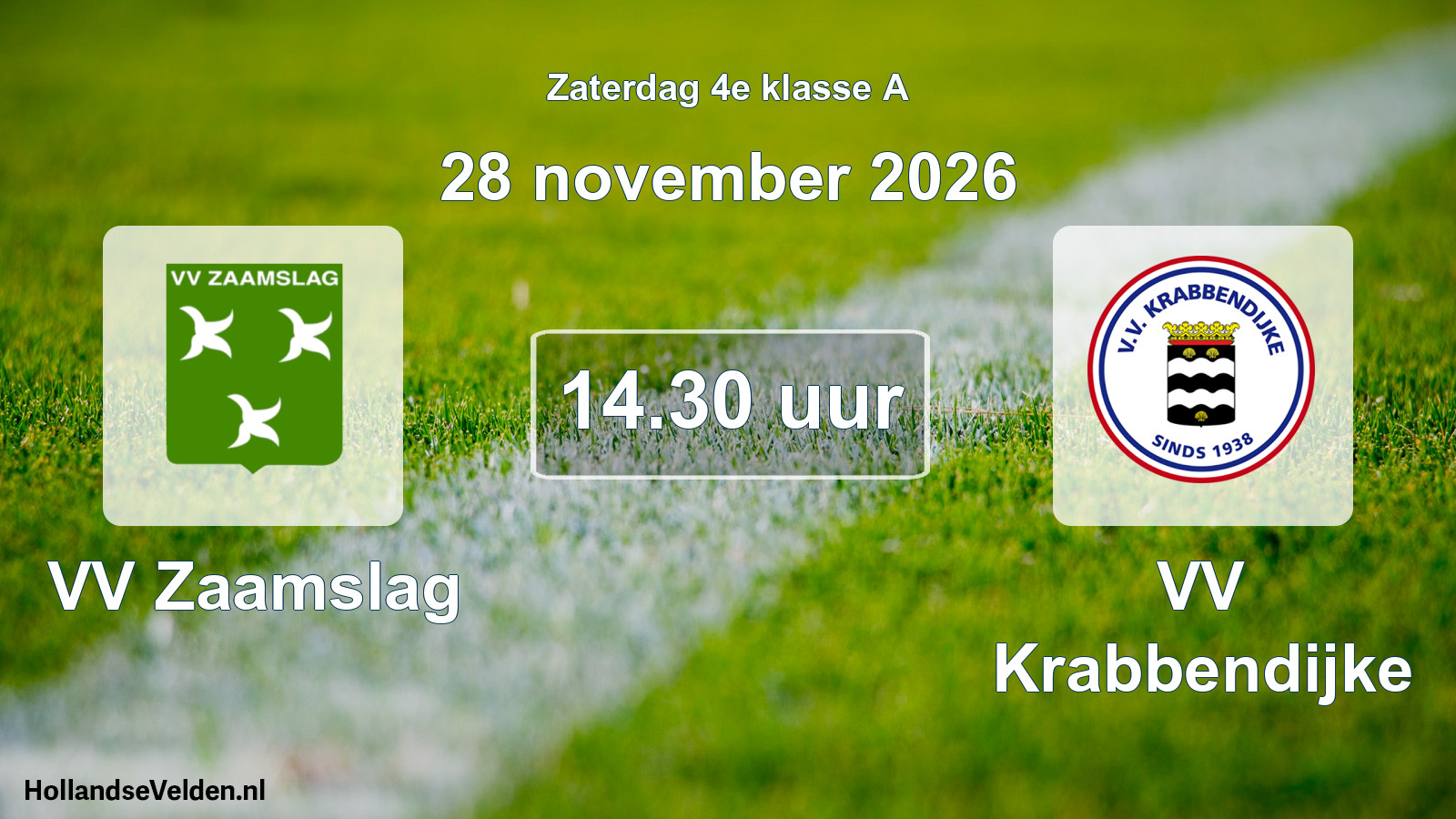 Geplande wedstrijd: VV Zaamslag - VV Krabbendijke (28 november 2026)
