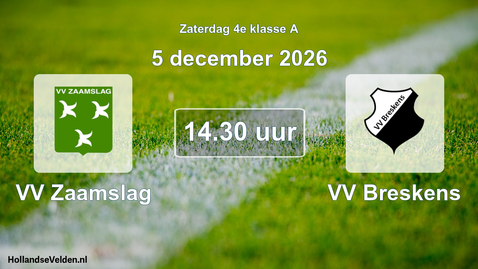 Geplande wedstrijd: VV Zaamslag - VV Breskens (5 december 2026)