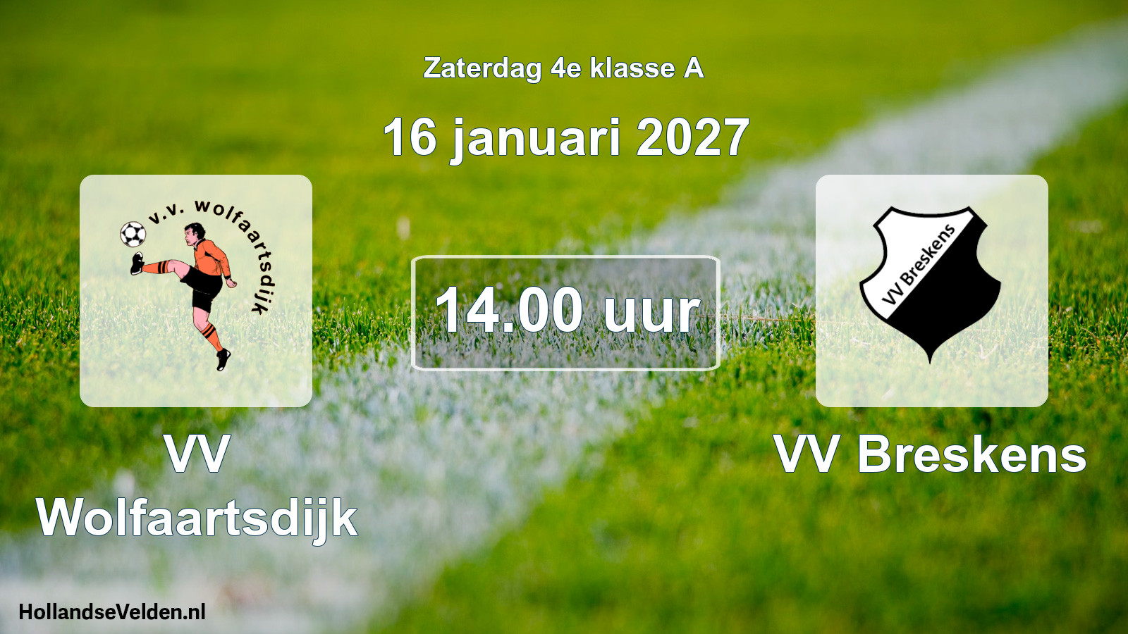 Geplande wedstrijd: VV Wolfaartsdijk - VV Breskens (16 januari 2027)