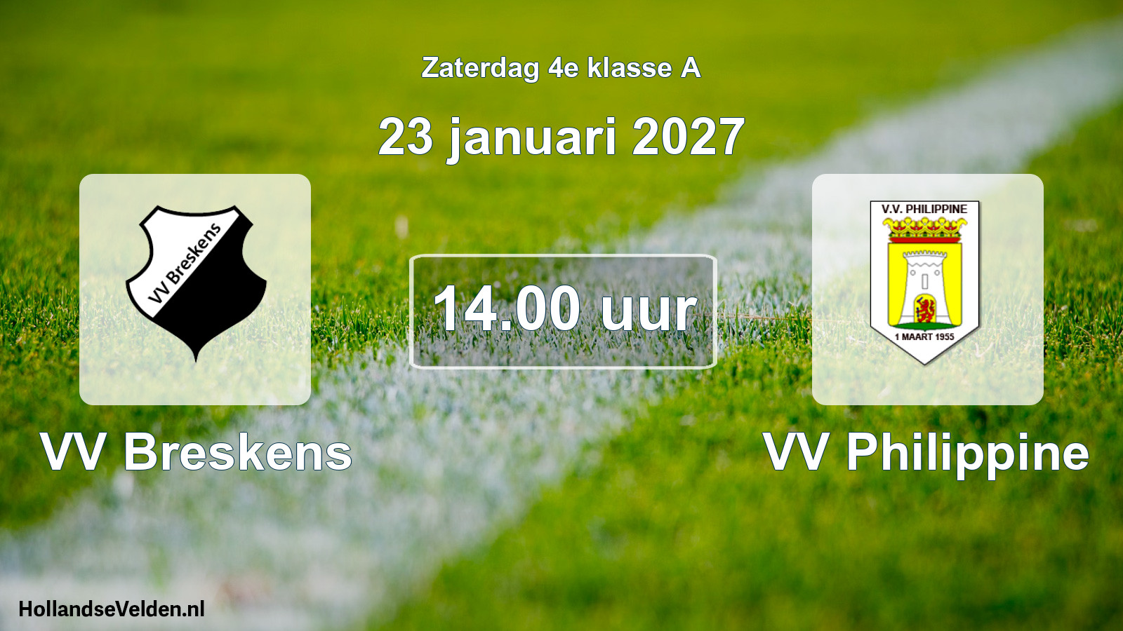 Geplande wedstrijd: VV Breskens - VV Philippine (23 januari 2027)