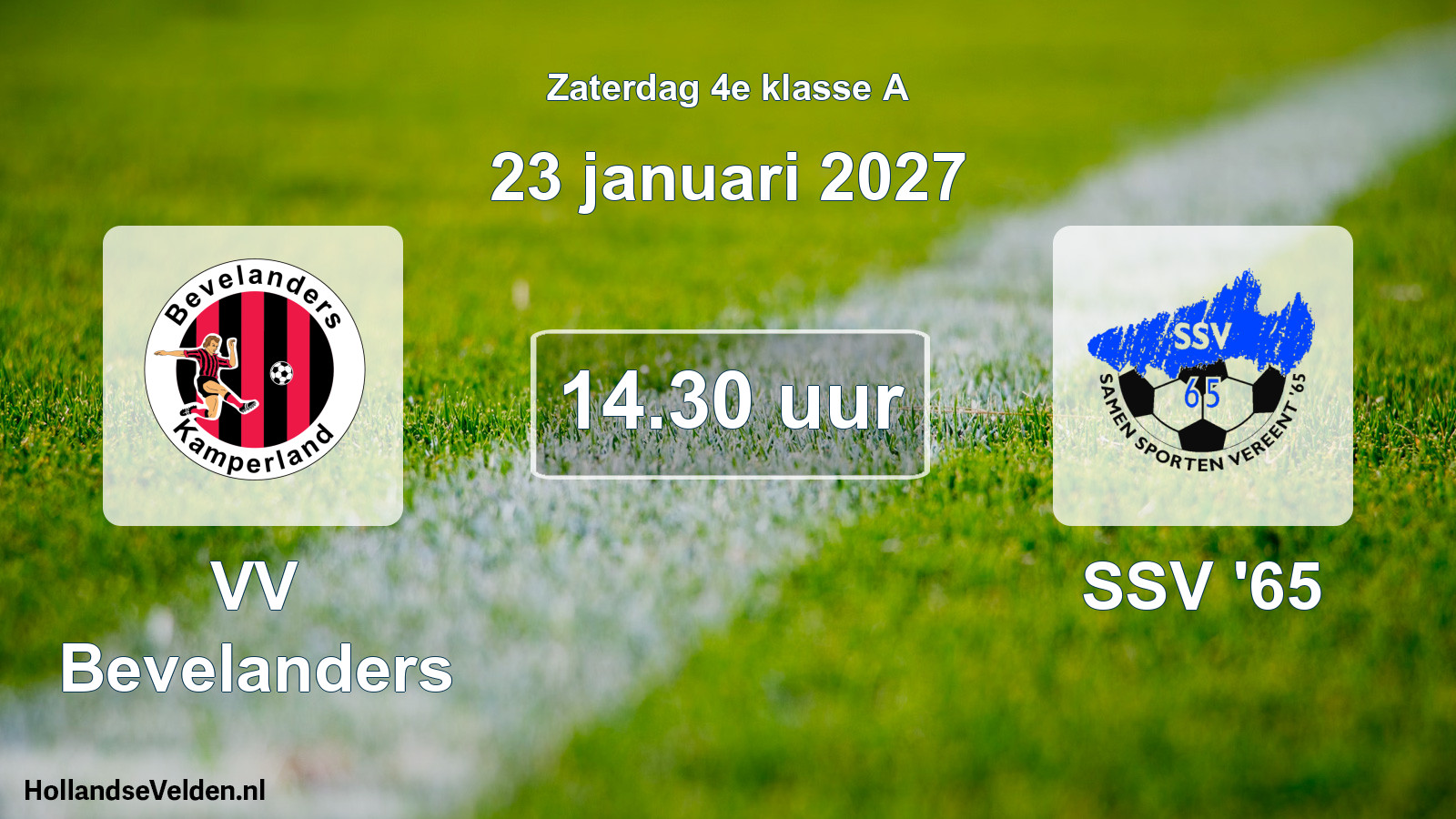 Geplande wedstrijd: VV Bevelanders - SSV '65 (23 januari 2027)
