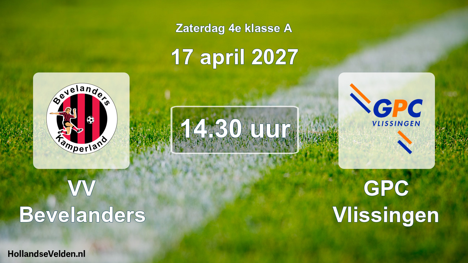 Geplande wedstrijd: VV Bevelanders - GPC Vlissingen (17 april 2027)
