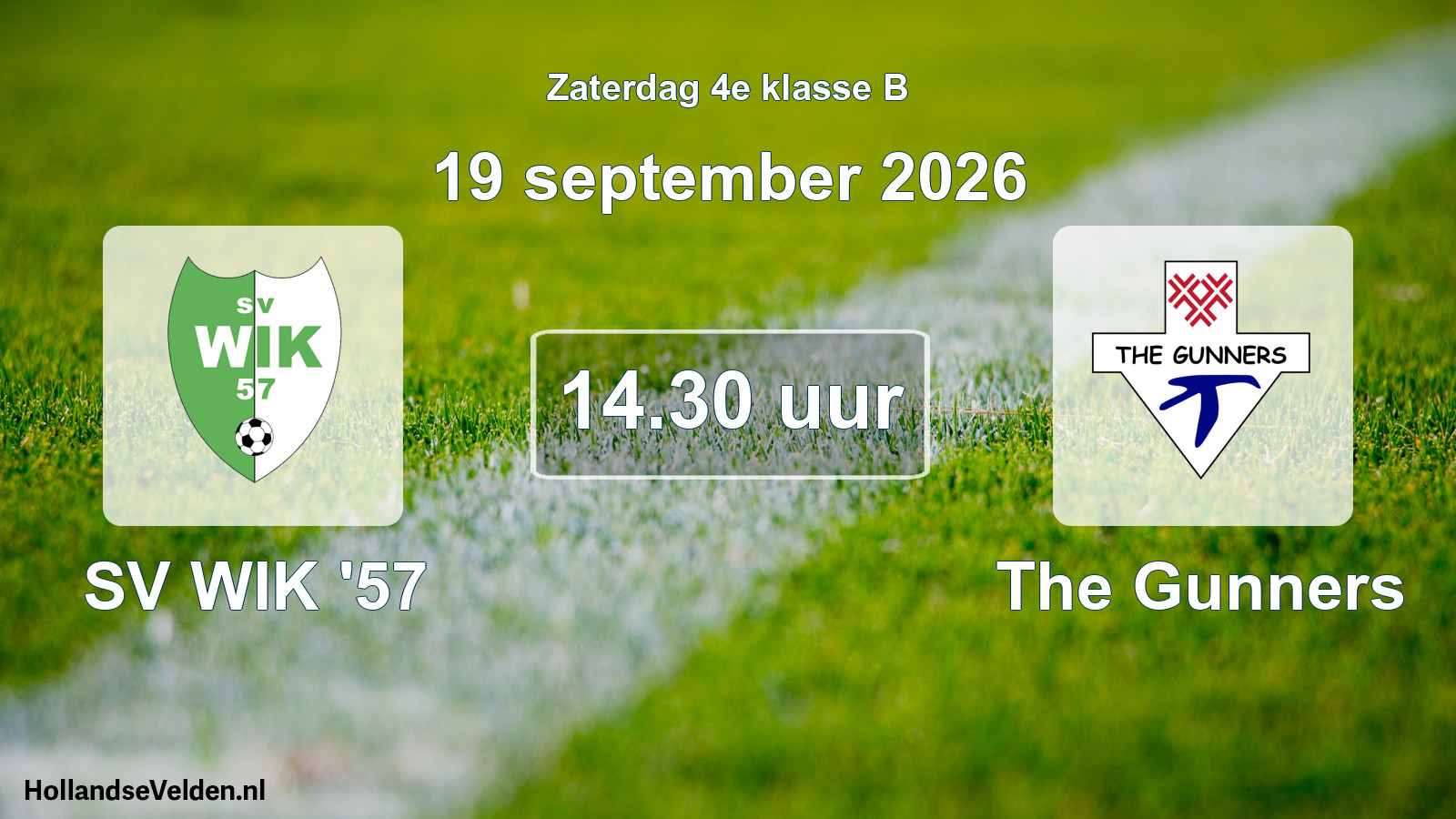 Geplande wedstrijd: SV WIK '57 - The Gunners (19 september 2026)