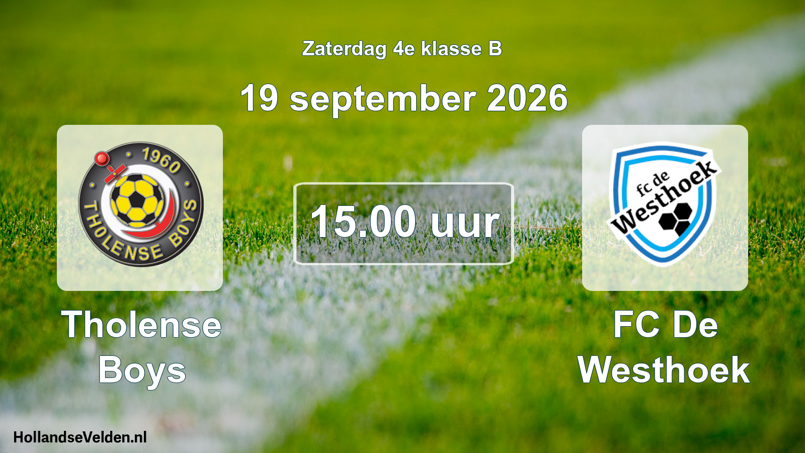 Geplande wedstrijd: Tholense Boys - FC De Westhoek (19 september 2026)