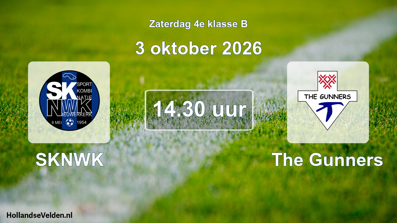 Geplande wedstrijd: SKNWK - The Gunners (3 oktober 2026)