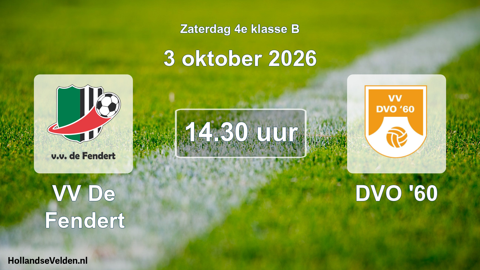 Geplande wedstrijd: VV De Fendert - DVO '60 (3 oktober 2026)