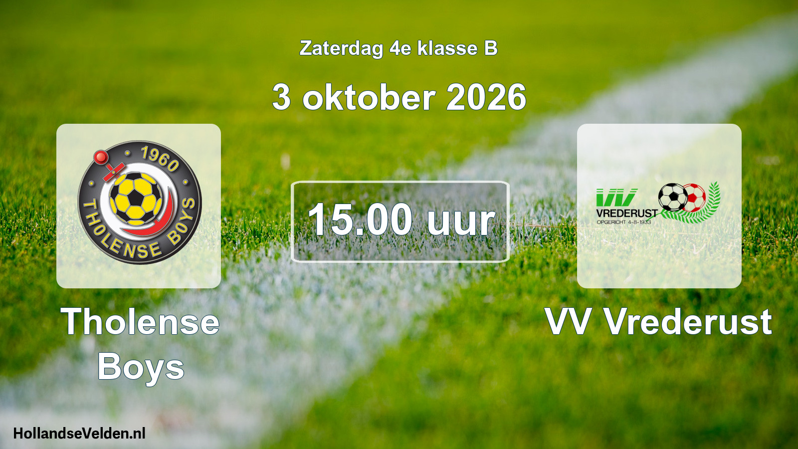 Geplande wedstrijd: Tholense Boys - VV Vrederust (3 oktober 2026)
