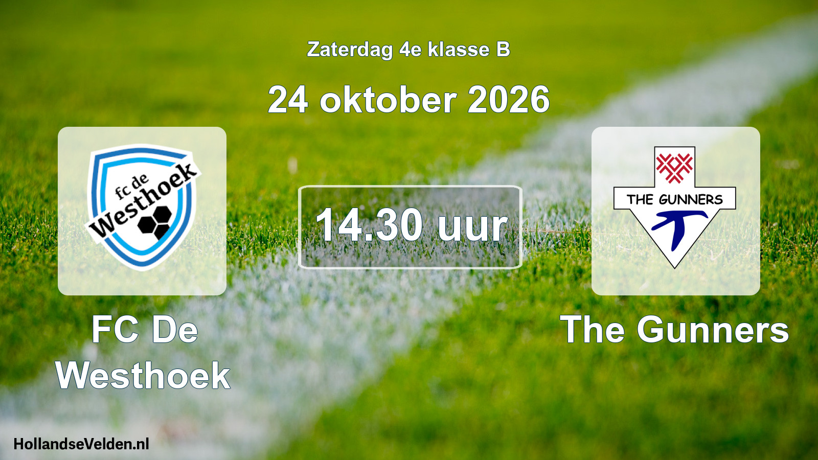 Geplande wedstrijd: FC De Westhoek - The Gunners (24 oktober 2026)