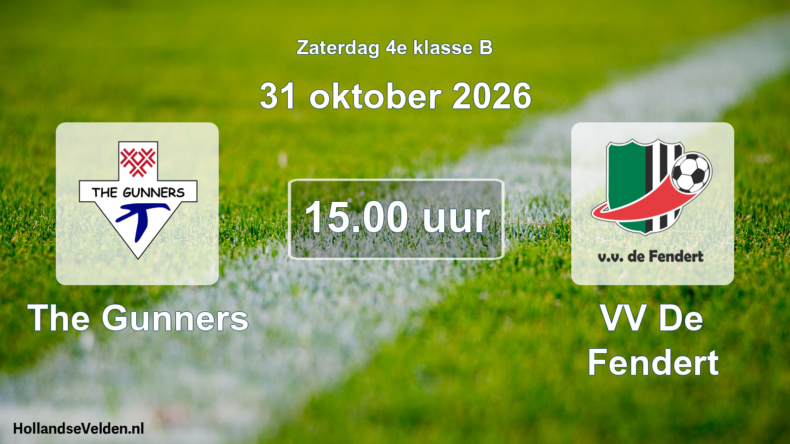 Geplande wedstrijd: The Gunners - VV De Fendert (31 oktober 2026)