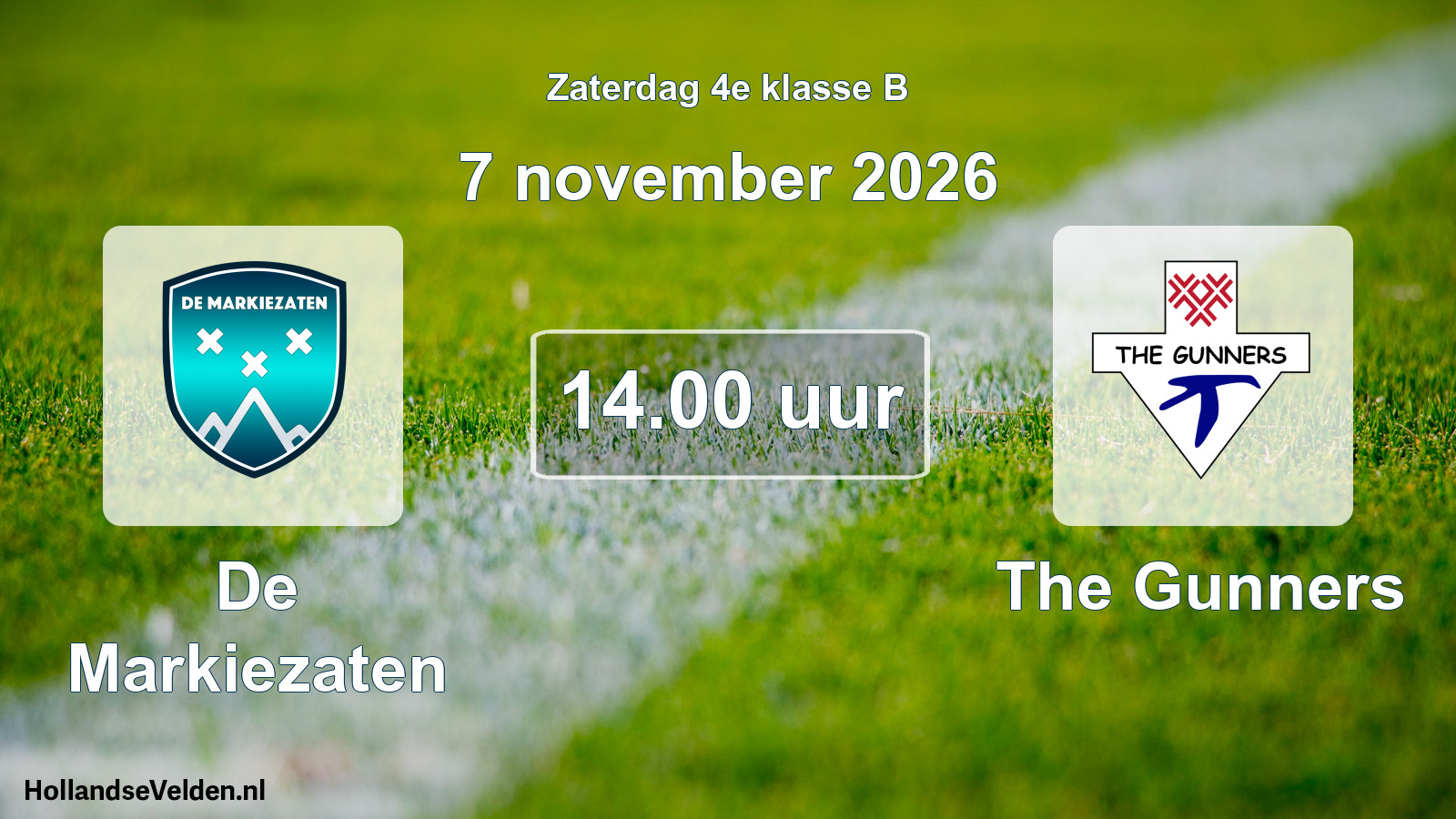 Scheduled Match: De Markiezaten - The Gunners (7 November 2026)