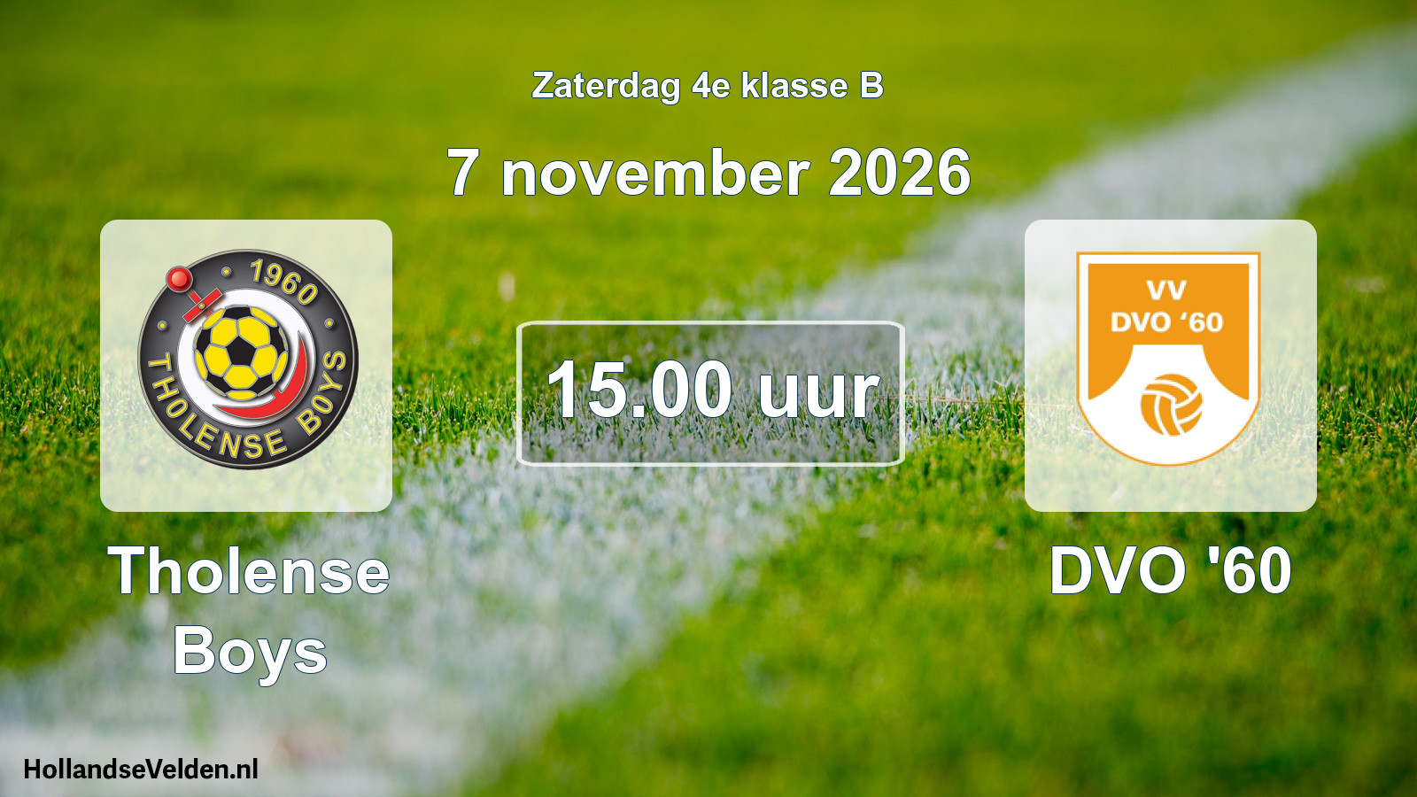 Geplande wedstrijd: Tholense Boys - DVO '60 (7 november 2026)