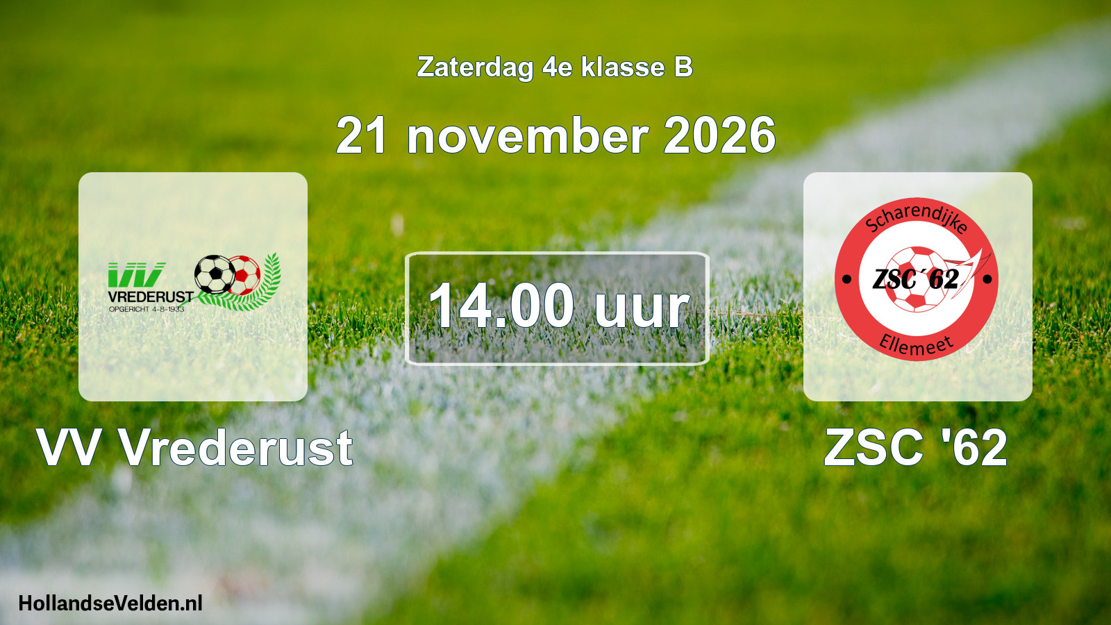 Geplande wedstrijd: VV Vrederust - ZSC '62 (21 november 2026)