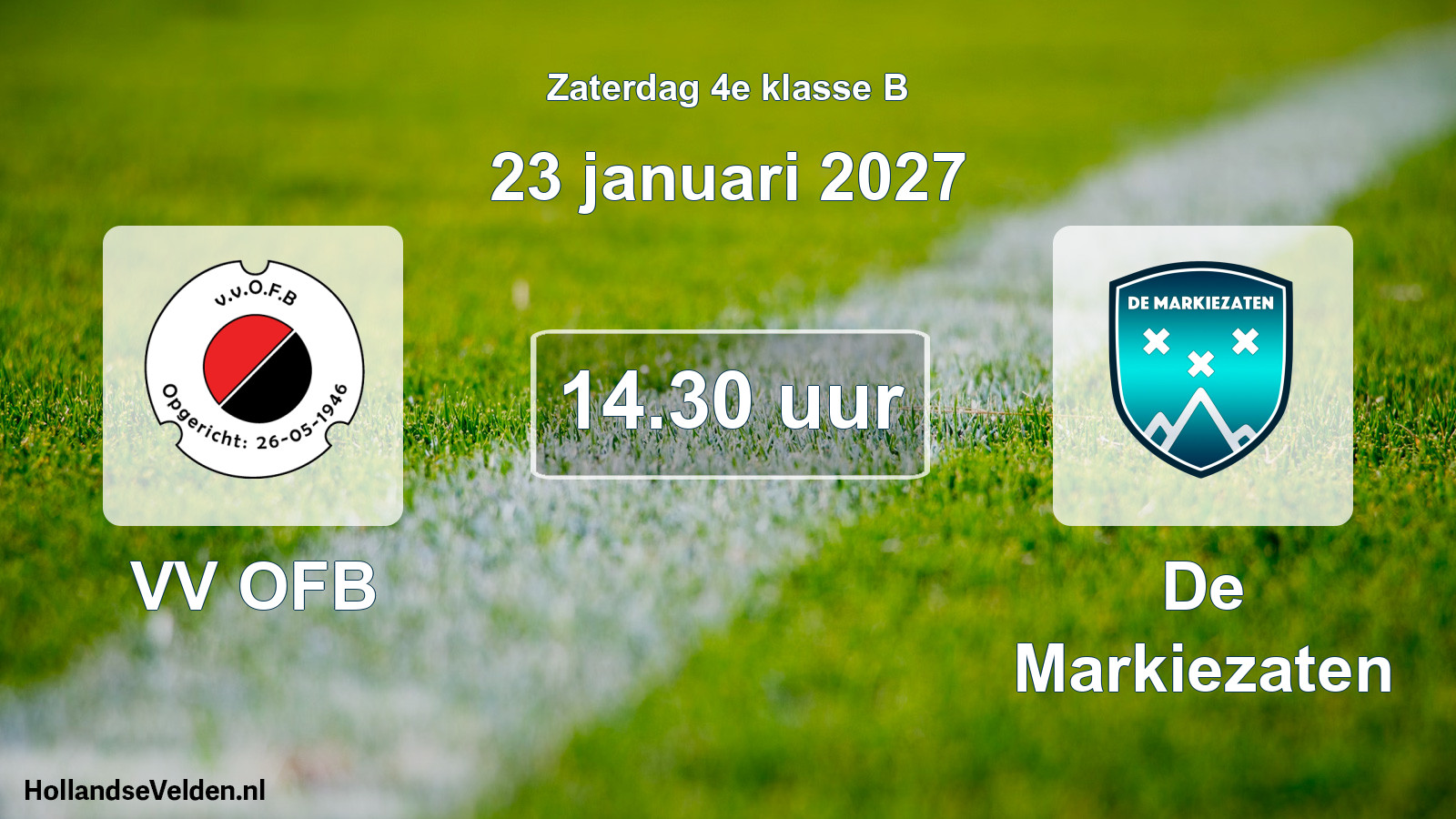 Geplande wedstrijd: VV OFB - De Markiezaten (23 januari 2027)