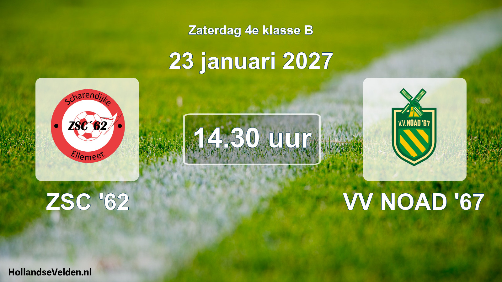 Geplande wedstrijd: ZSC '62 - VV NOAD '67 (23 januari 2027)