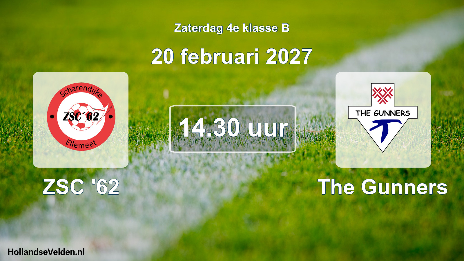 Geplande wedstrijd: ZSC '62 - The Gunners (20 februari 2027)