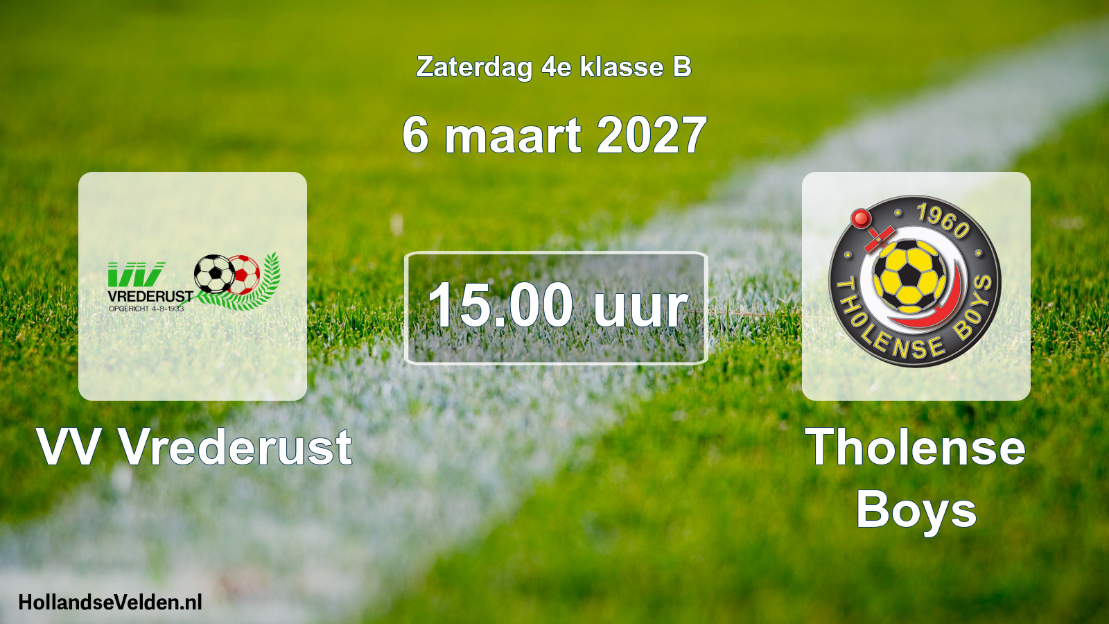 Geplande wedstrijd: VV Vrederust - Tholense Boys (6 maart 2027)