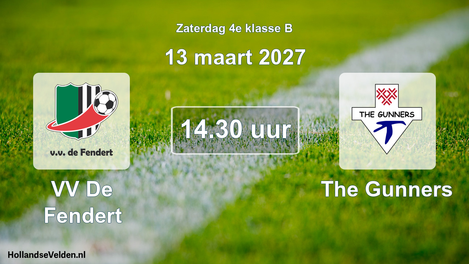 Geplande wedstrijd: VV De Fendert - The Gunners (13 maart 2027)