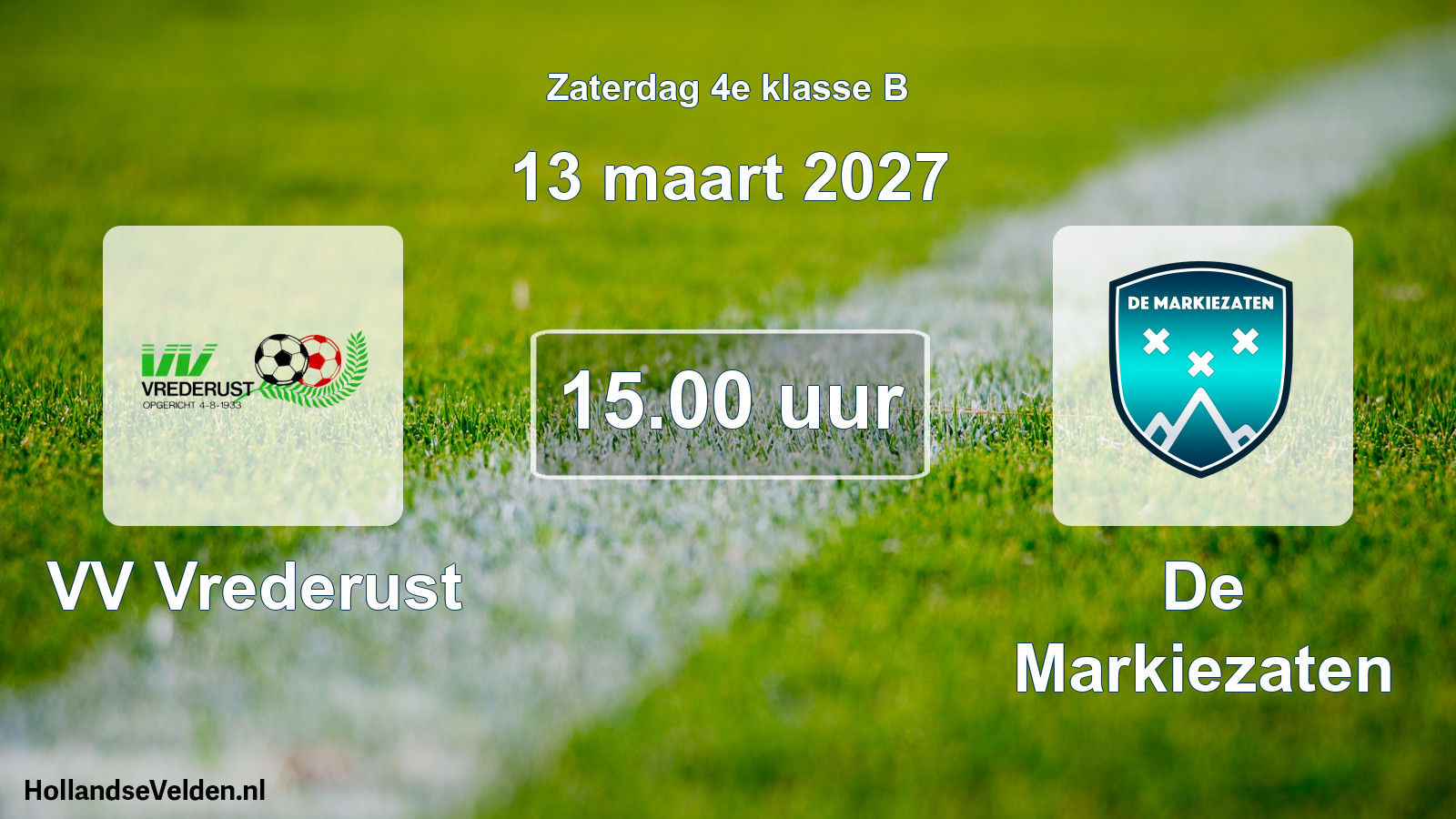 Geplande wedstrijd: VV Vrederust - De Markiezaten (13 maart 2027)