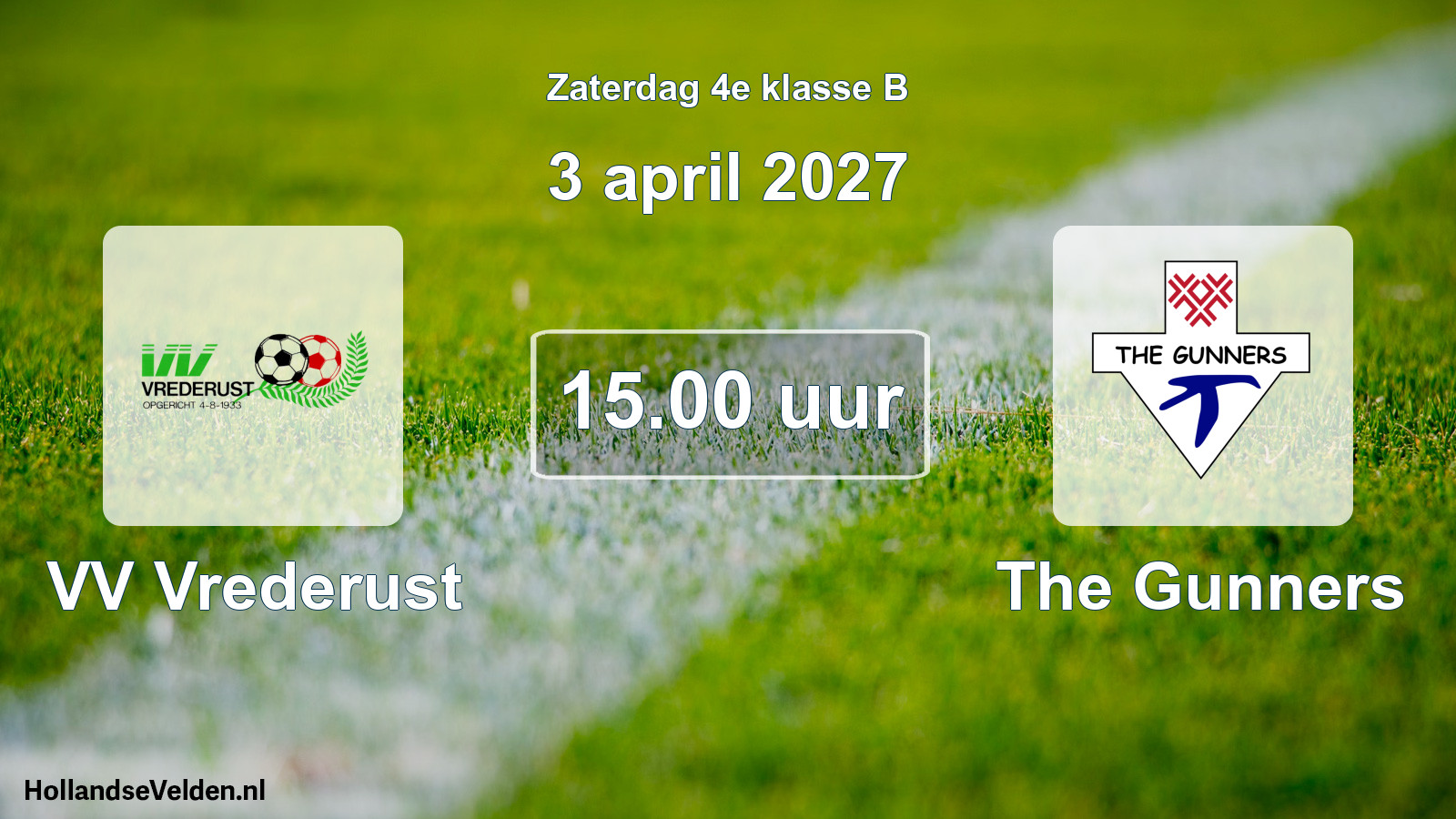 Geplande wedstrijd: VV Vrederust - The Gunners (3 april 2027)