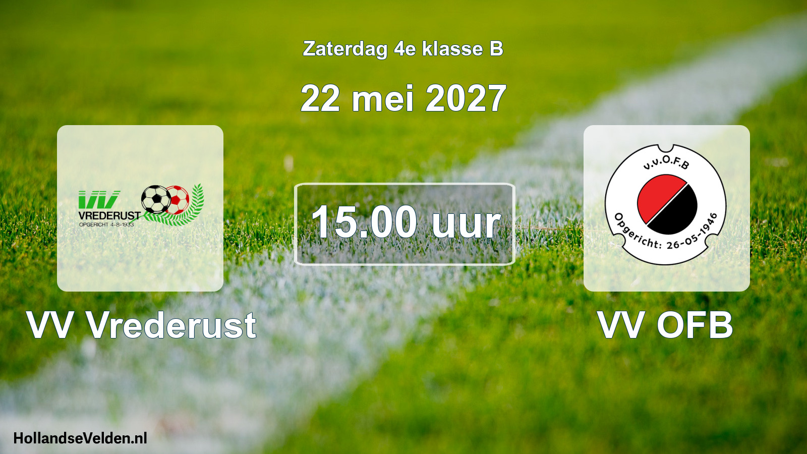Geplande wedstrijd: VV Vrederust - VV OFB (22 mei 2027)